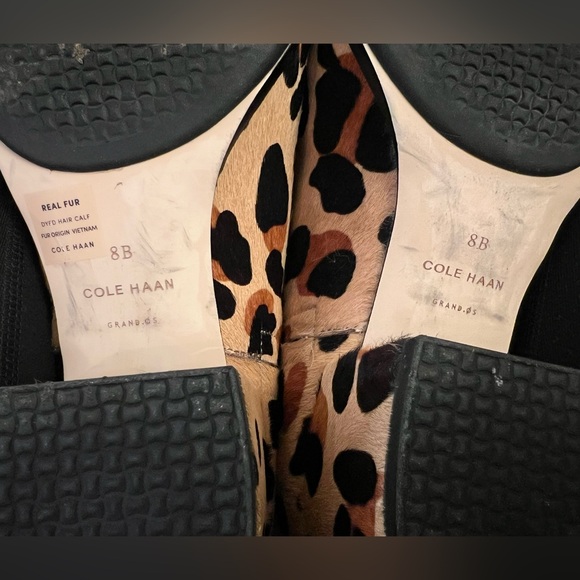 Cole Haan Cheetah Print Calf Hair Block Heel Booties Size 8 Grand Series - Picture 8 of 10